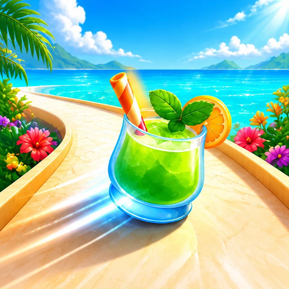 Cocktail Slide game icon with colorful drinks.